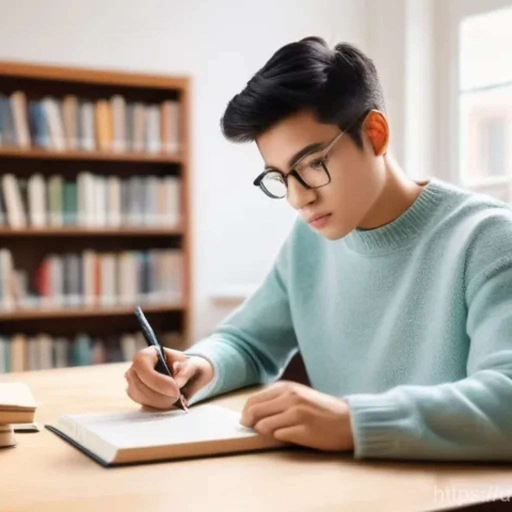 독서력 향상을 위한 훈련 - **Prompt:** A young student, approximately 16 years old, is sitting comfortably at a neat wooden des...
