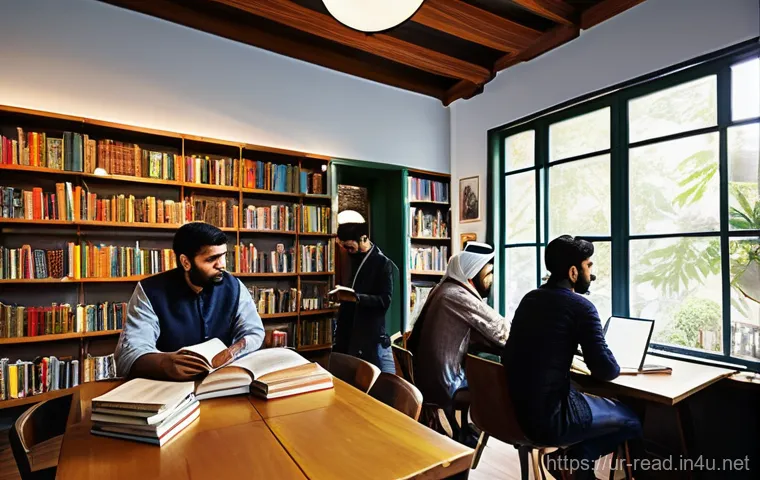 현대문학 흐름 분석 - **Title: The Evolving Tapestry of Urdu Literature**
**Prompt:** A vibrant, bustling scene inside...