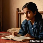 Home 13 미스터리 소설 추천 - **Prompt:** A cozy, dimly lit bedroom, late at night. A young South Asian girl, around 10-12 years o...